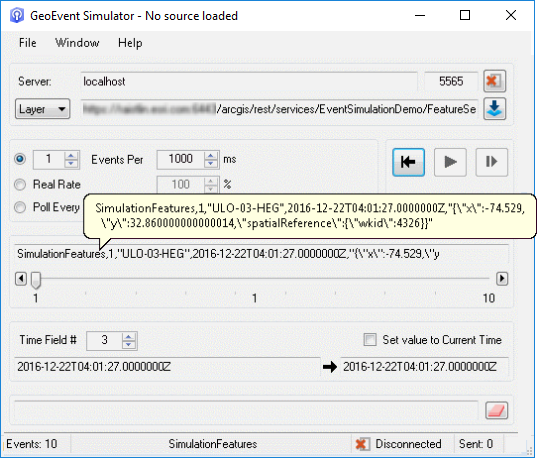 GeoEvent Simulator event record representation GeoEvent Simulator event record representation