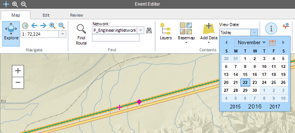 Use the calendar widget to select a new temporal view date. Use the calendar widget to select a new temporal view date.