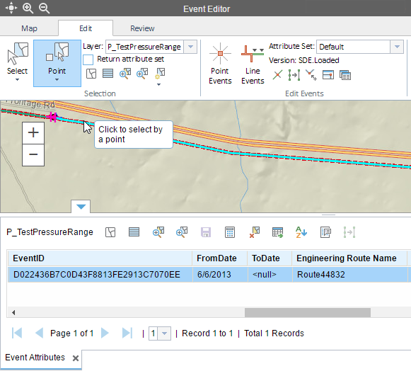 Selecting events by point Selecting events by point