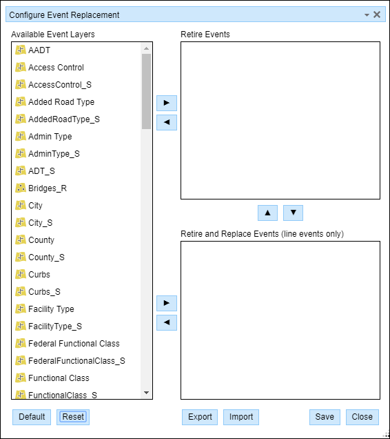 Opening the Configure Event Replacement widget Opening the Configure Event Replacement widget