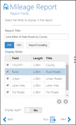 Report fields Report fields
