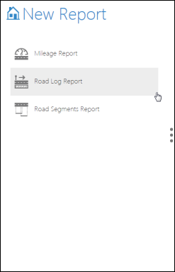 Creating a new road log report Creating a new road log report